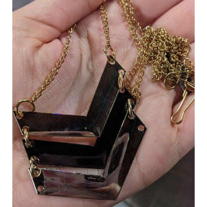 Multi Metallic Chevron Charm Pendant Necklace