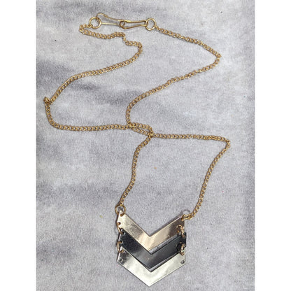 Multi Metallic Chevron Charm Pendant Necklace