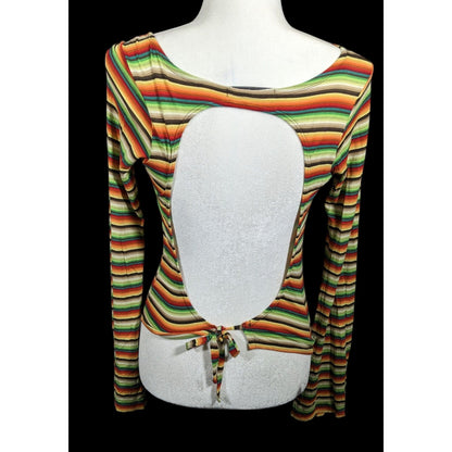 Mais X Frida Retro Striped Open Back Top Size Large