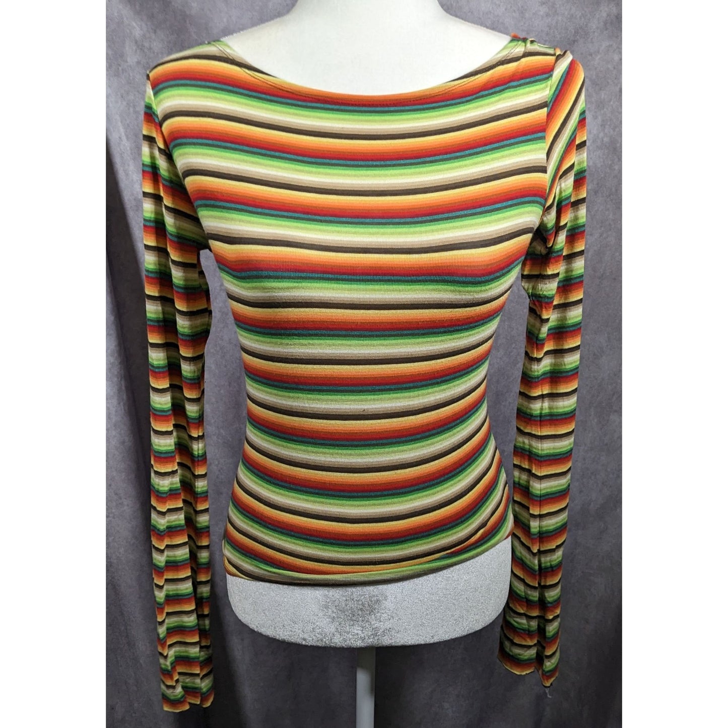 Mais X Frida Retro Striped Open Back Top Size Large