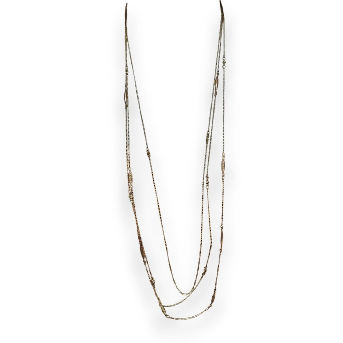 Jennifer Lopez Glam Gold Tone Layered Chain Necklace 31 Inch