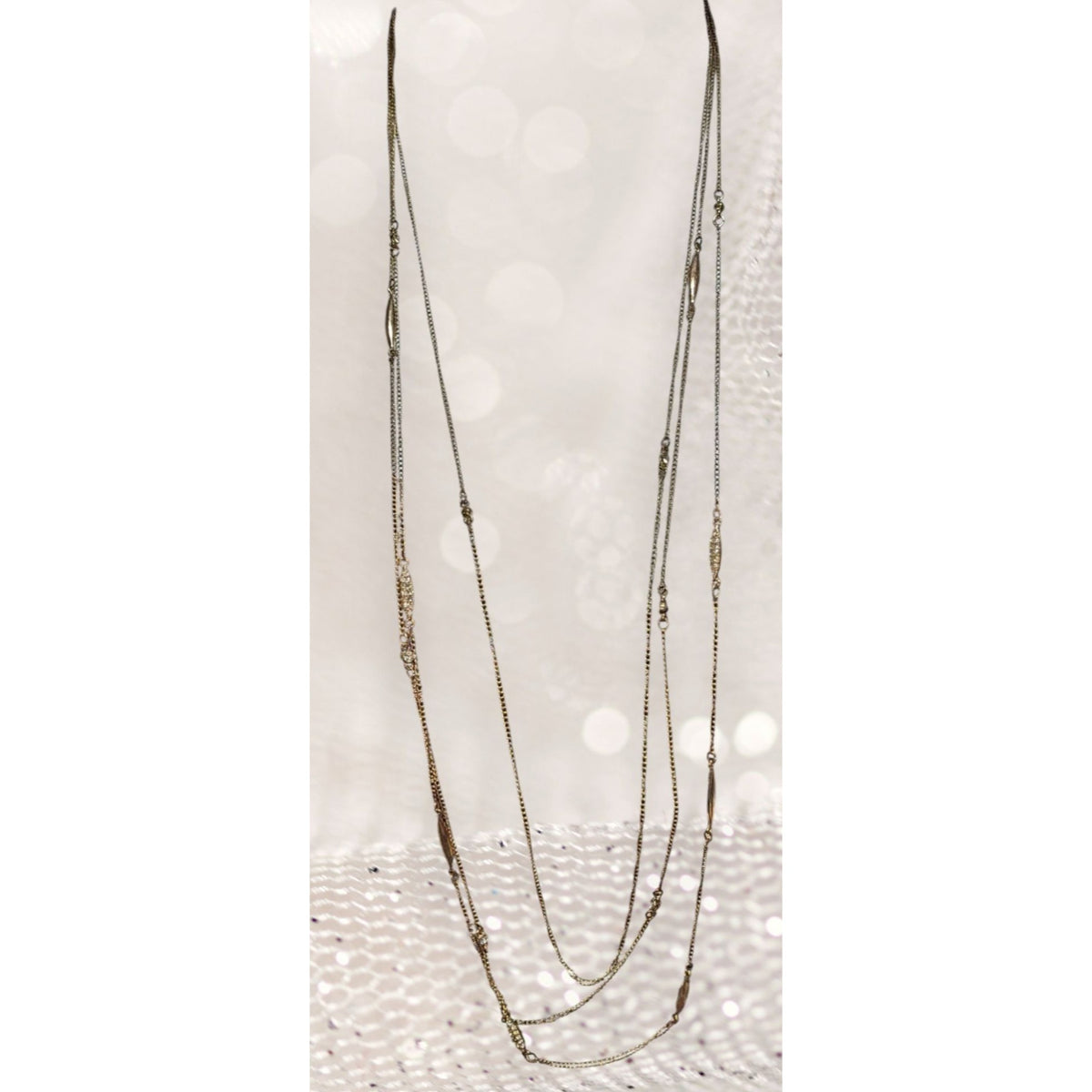 Jennifer Lopez Glam Gold Tone Layered Chain Necklace 31 Inch