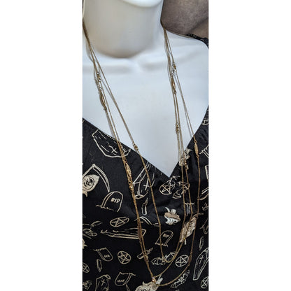Jennifer Lopez Glam Gold Tone Layered Chain Necklace 31 Inch