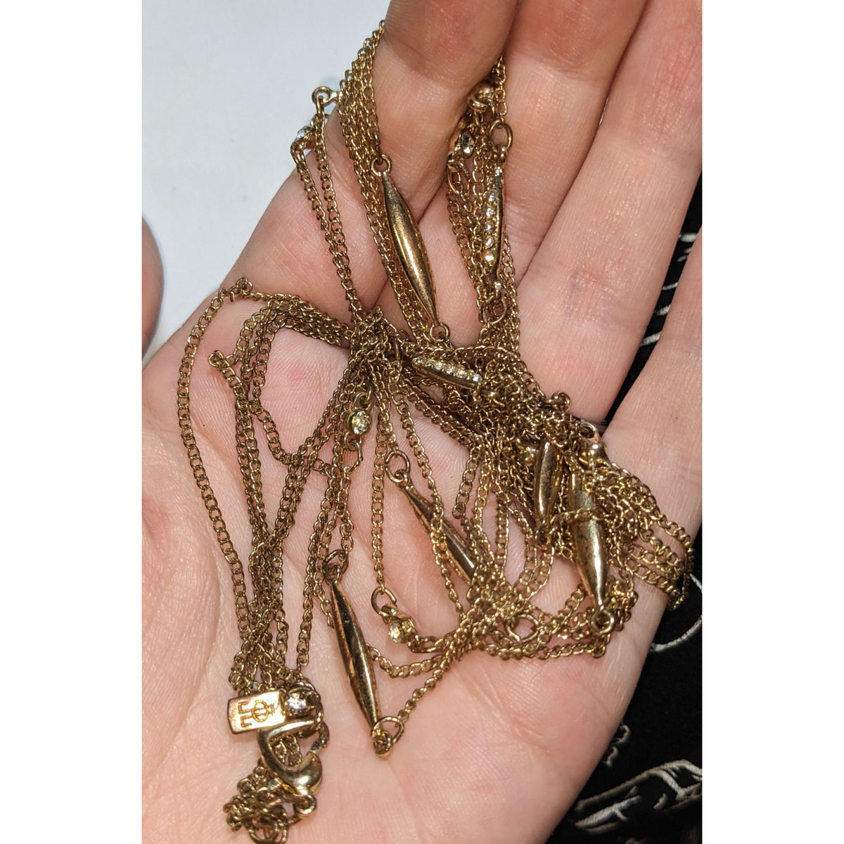 Jennifer Lopez Glam Gold Tone Layered Chain Necklace 31 Inch
