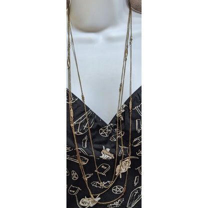 Jennifer Lopez Glam Gold Tone Layered Chain Necklace 31 Inch
