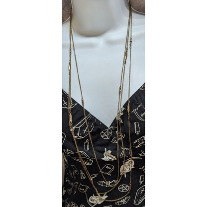 Jennifer Lopez Glam Gold Tone Layered Chain Necklace 31 Inch