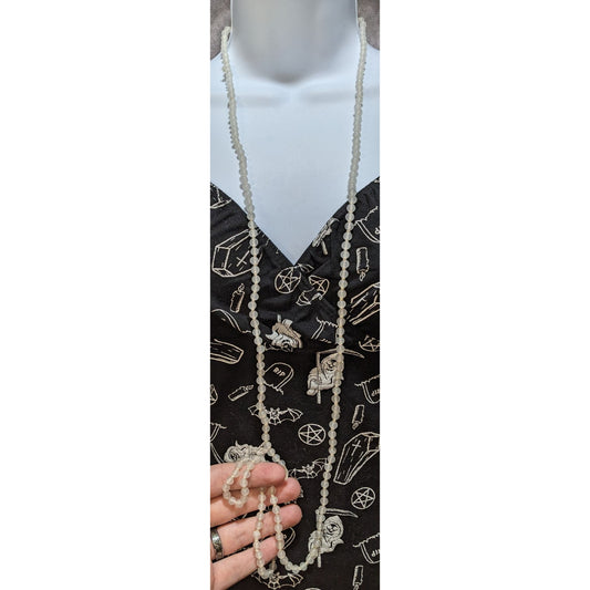 Vintage White Glass Beaded Necklace With Hidden Box Clasp Japan-Made