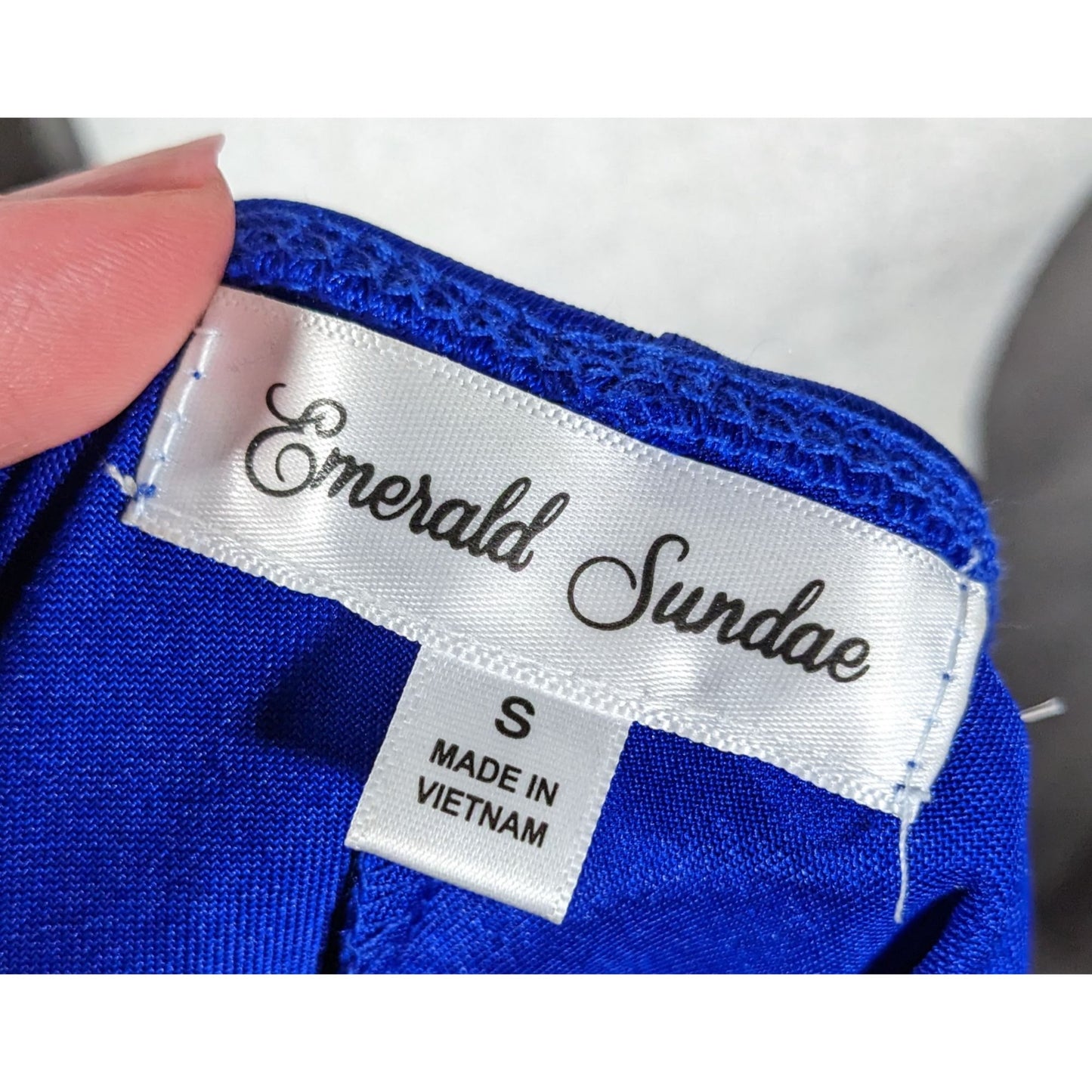 Emerald Sundae Electric Blue Gathered Waist Mini Dress Size Small