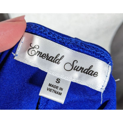 Emerald Sundae Electric Blue Gathered Waist Mini Dress Size Small