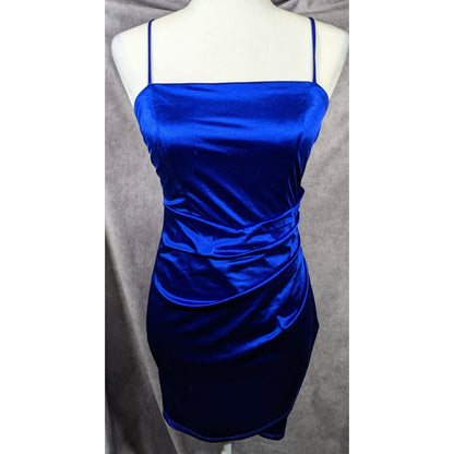 Emerald Sundae Electric Blue Gathered Waist Mini Dress Size Small