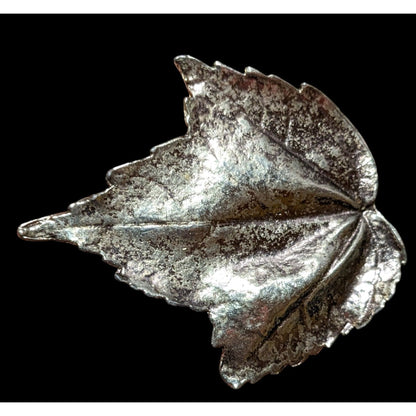 Vintage Silver Tone Textured Maple Leaf Brooch