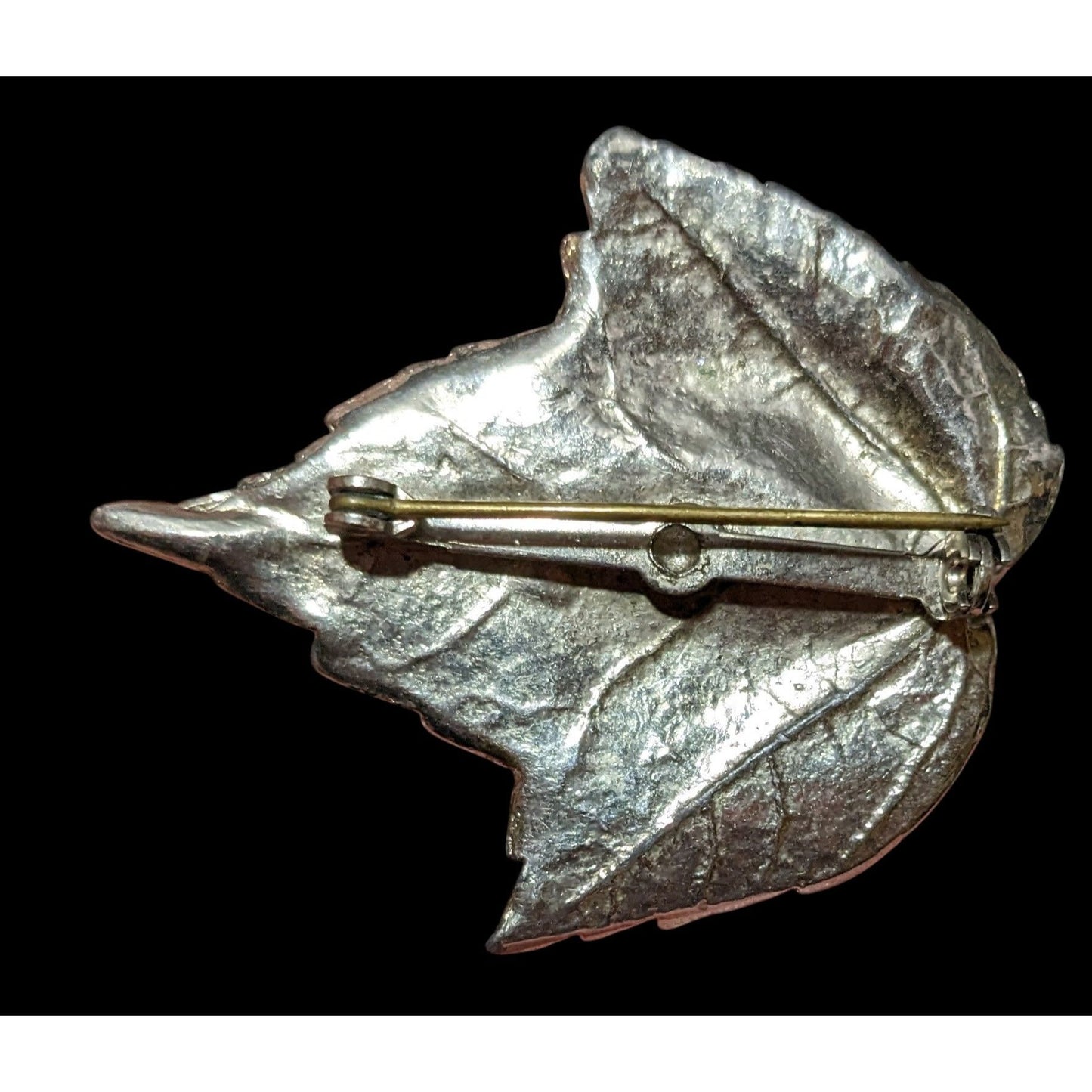 Vintage Silver Tone Textured Maple Leaf Brooch