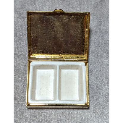 Small Vintage Gold Tone Hinged Lid Pillbox