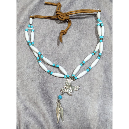 Southwestern Eagle Necklace With Feather Charms