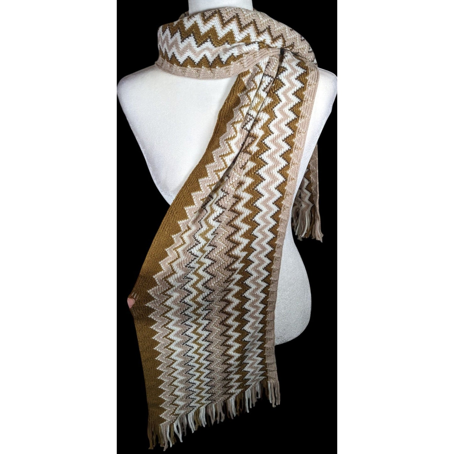 Accessory Network Tusk Combo Brown And Tan Zigzag Scarf