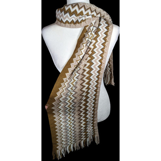 Accessory Network Tusk Combo Brown And Tan Zigzag Scarf