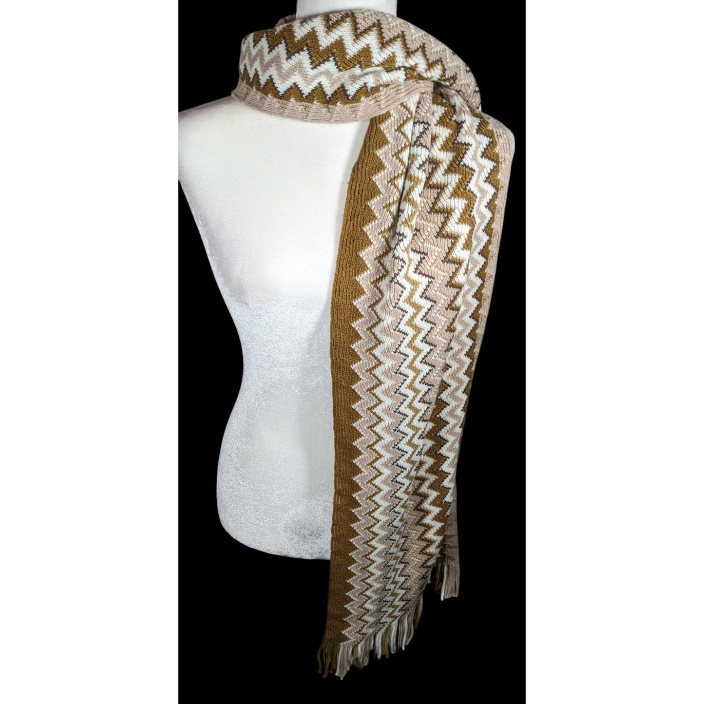 Accessory Network Tusk Combo Brown And Tan Zigzag Scarf