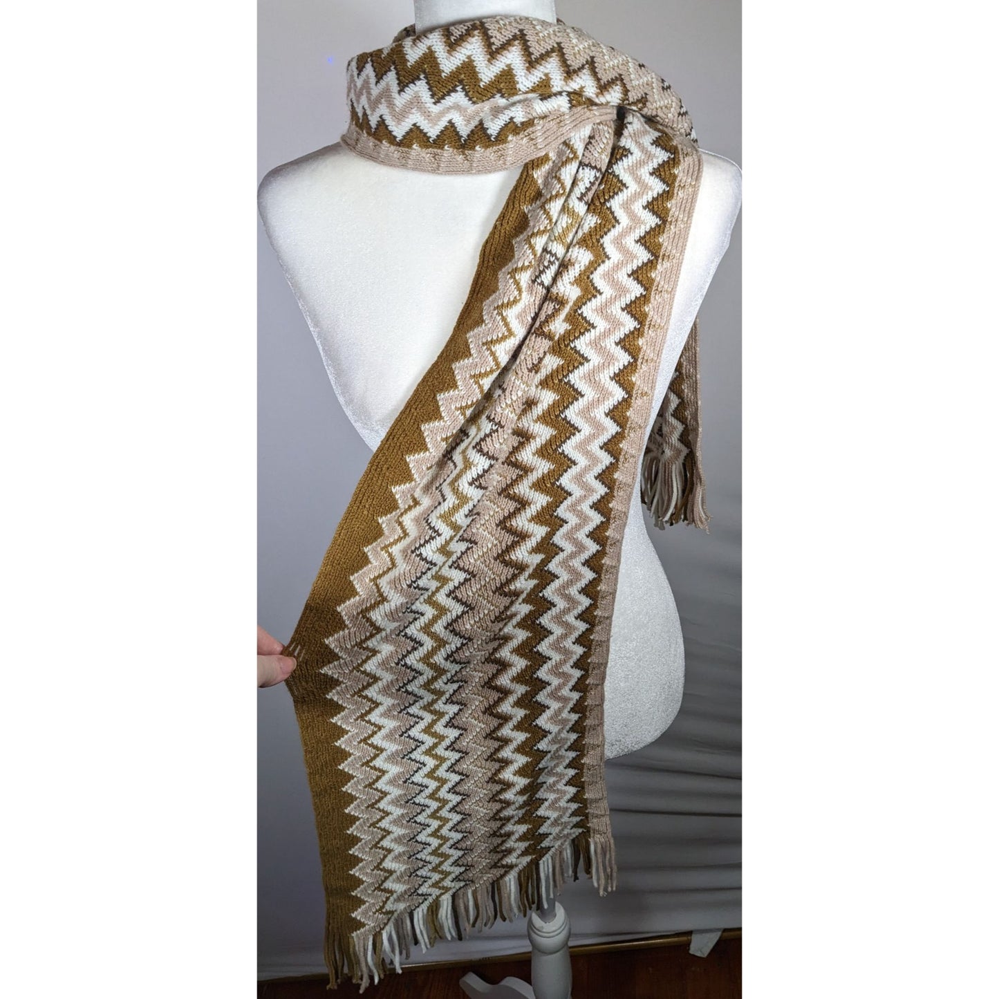 Accessory Network Tusk Combo Brown And Tan Zigzag Scarf