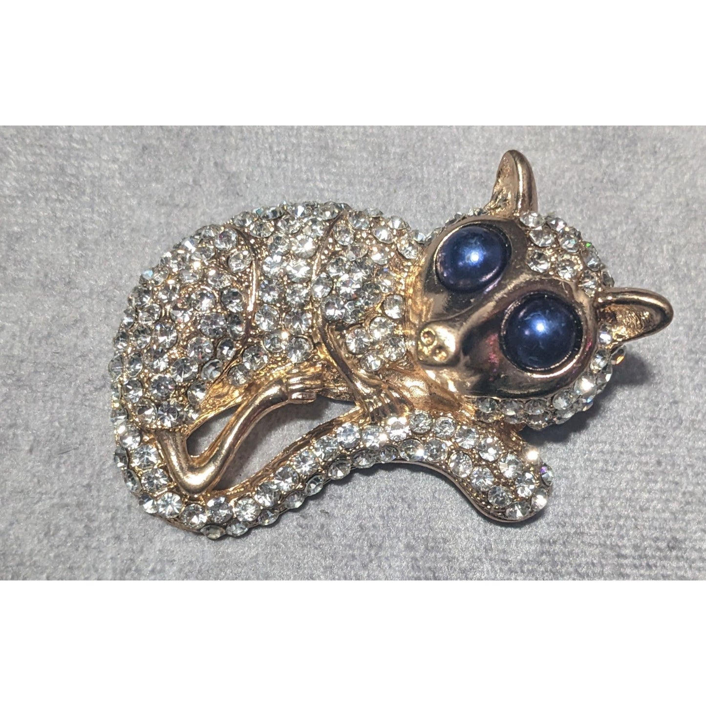 Vintage Glam Gold Tone Rhinestone Encrusted Lemur Brooch/Magnet