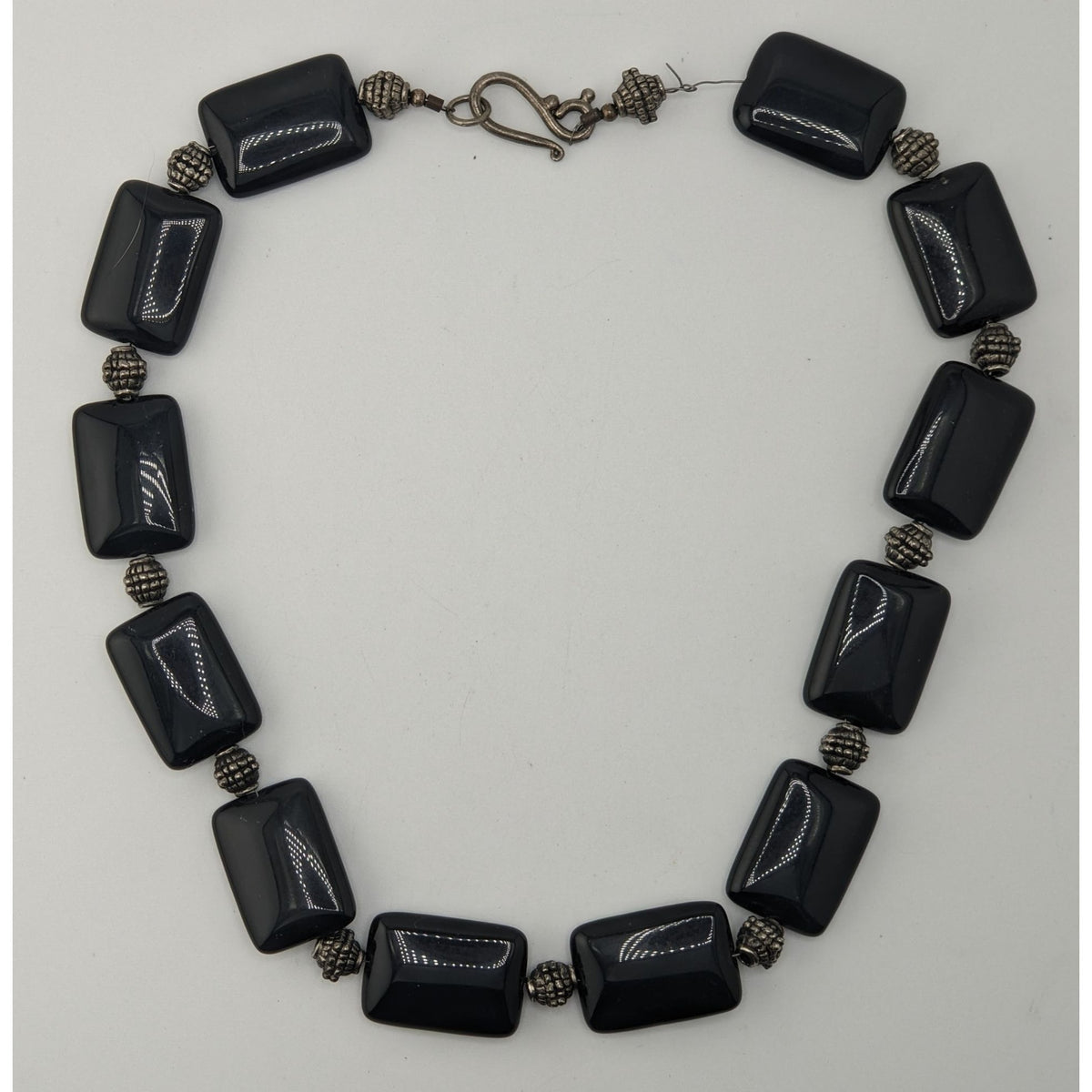 Vintage Gothic Artisan Handmade Black Onyx Chunky Beaded Statement Necklace