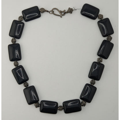 Vintage Gothic Artisan Handmade Black Onyx Chunky Beaded Statement Necklace
