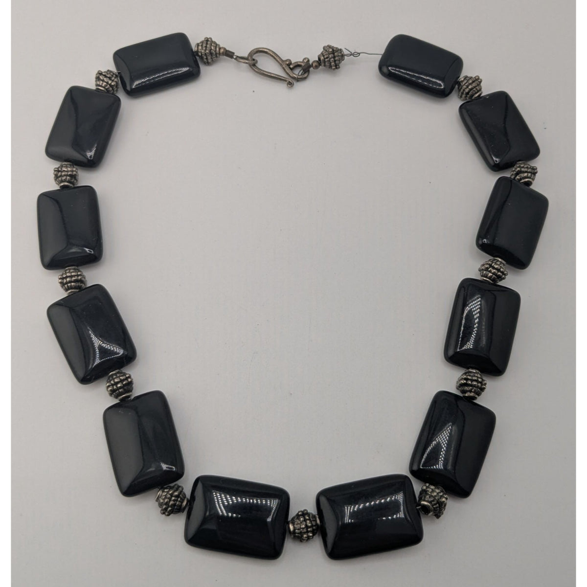 Vintage Gothic Artisan Handmade Black Onyx Chunky Beaded Statement Necklace