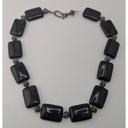 Vintage Gothic Artisan Handmade Black Onyx Chunky Beaded Statement Necklace