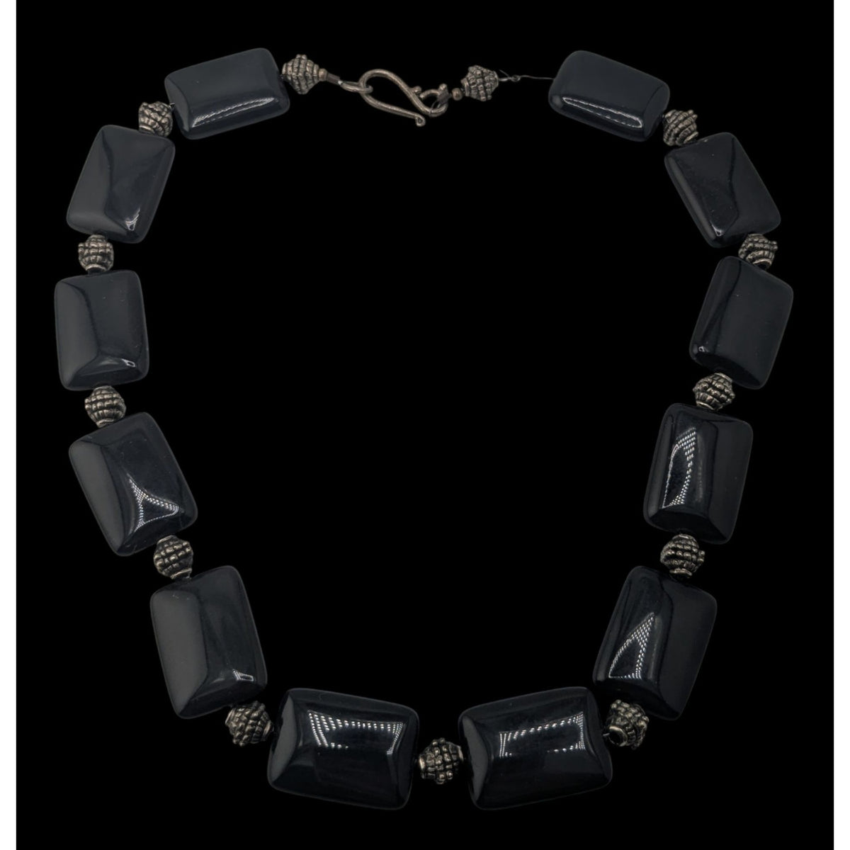 Vintage Gothic Artisan Handmade Black Onyx Chunky Beaded Statement Necklace