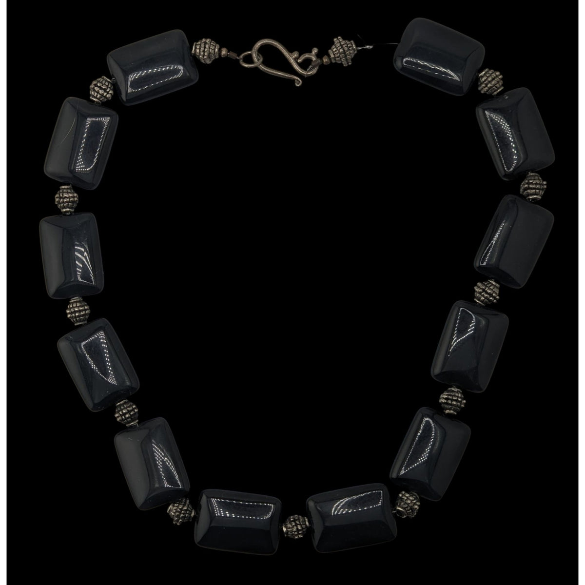 Vintage Gothic Artisan Handmade Black Onyx Chunky Beaded Statement Necklace