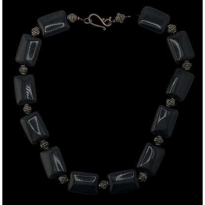Vintage Gothic Artisan Handmade Black Onyx Chunky Beaded Statement Necklace
