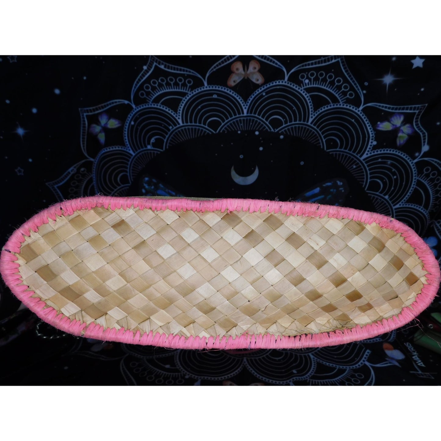 Vintage Beachy Roxy Woven Straw Tote With Floral Accent