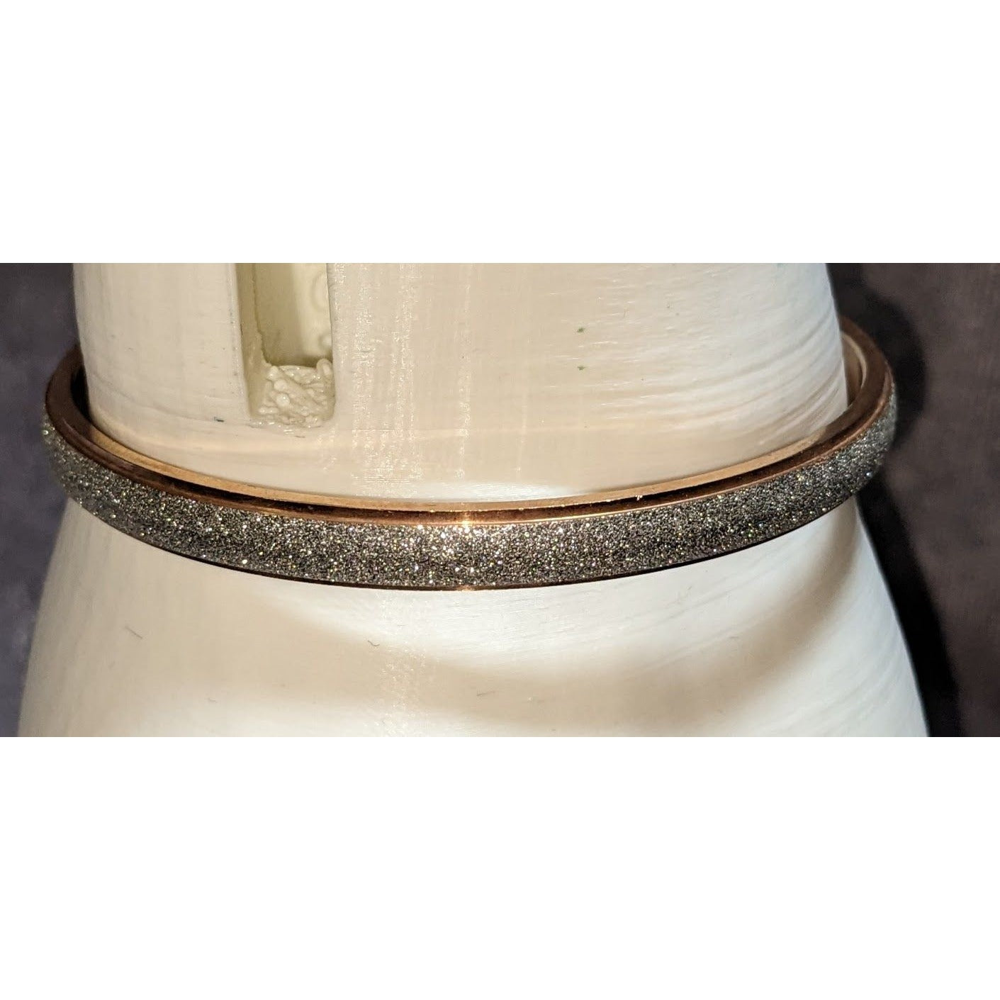 Glam Luxe Signed D Stainless Steel Rose Gold Glitter Bangle Bracelet