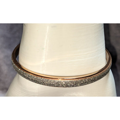 Glam Luxe Signed D Stainless Steel Rose Gold Glitter Bangle Bracelet
