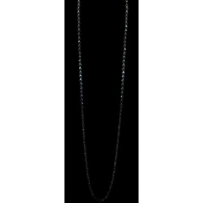 Gothic Faceted Black Beaded Necklace With Silver Tone Spacers