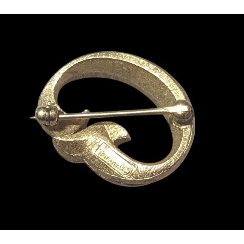 Trifari Vintage Art Deco Gold Tone Textured Brooch
