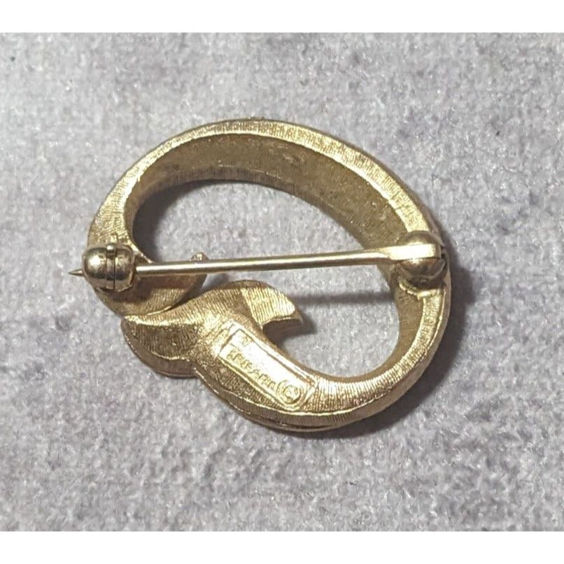 Trifari Vintage Art Deco Gold Tone Textured Brooch