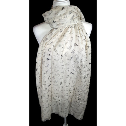 J.Crew Preppy White And Black Shoe Sketch Scarf