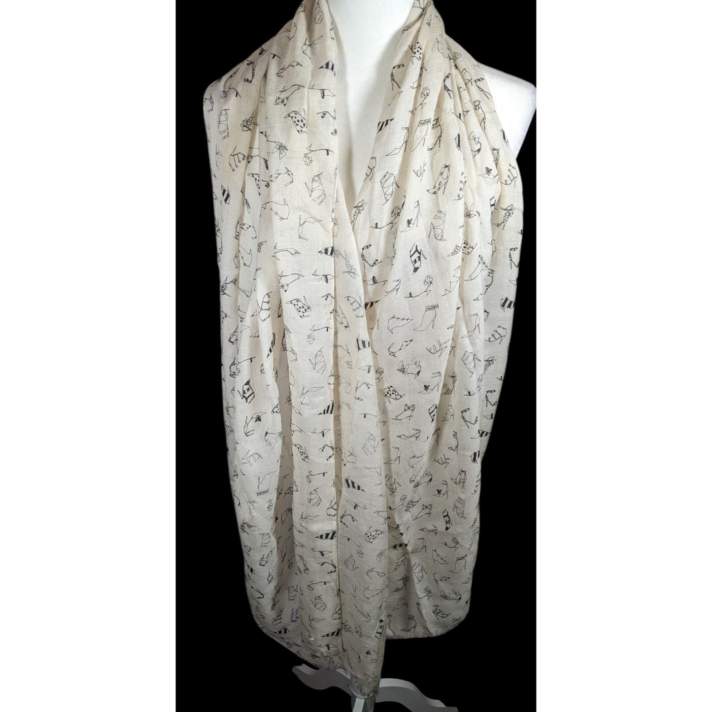 J.Crew Preppy White And Black Shoe Sketch Scarf