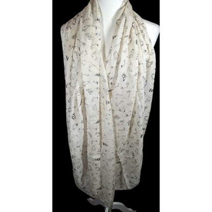 J.Crew Preppy White And Black Shoe Sketch Scarf