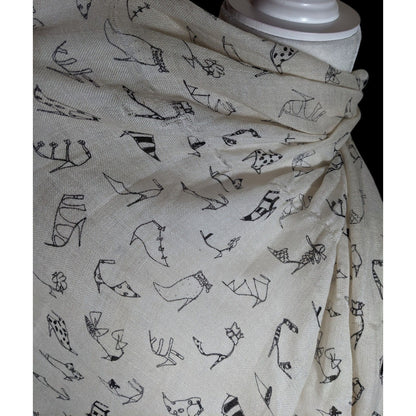 J.Crew Preppy White And Black Shoe Sketch Scarf