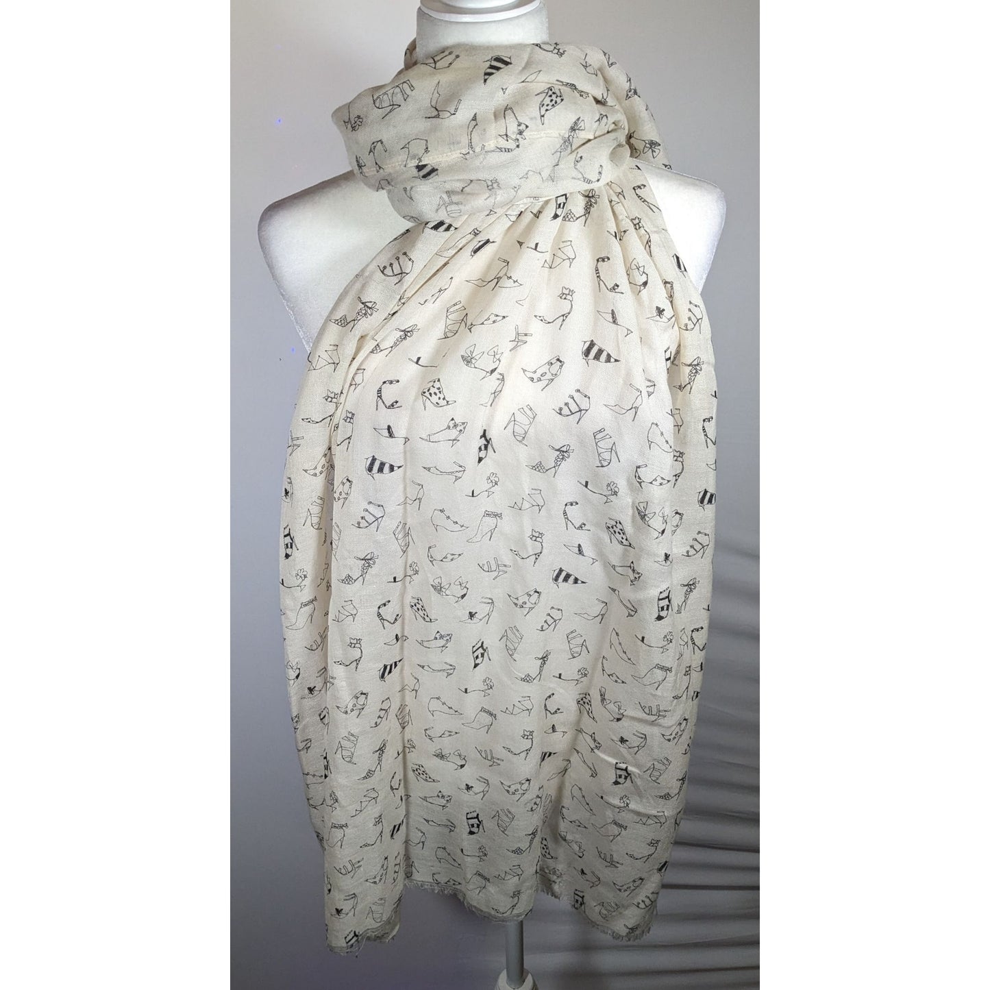 J.Crew Preppy White And Black Shoe Sketch Scarf