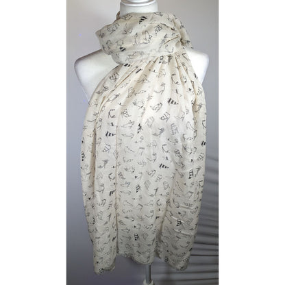 J.Crew Preppy White And Black Shoe Sketch Scarf