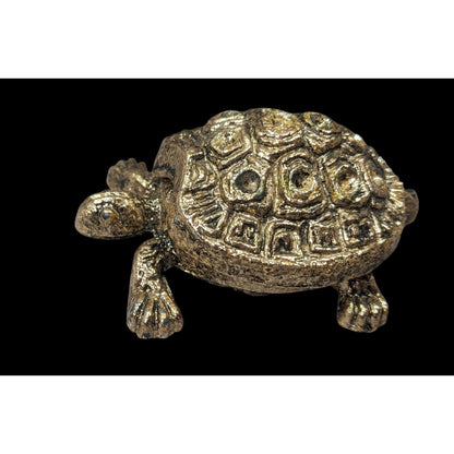 Vintage Gold Tone Hinged Figural Turtle Trinket Box