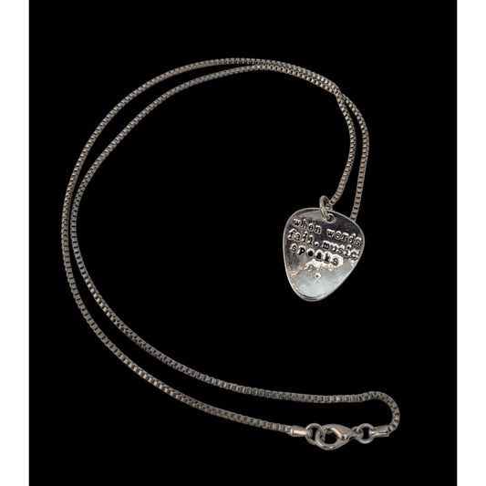 Guitar Pick Necklace With "When Words Fail Music Speaks" Pendant