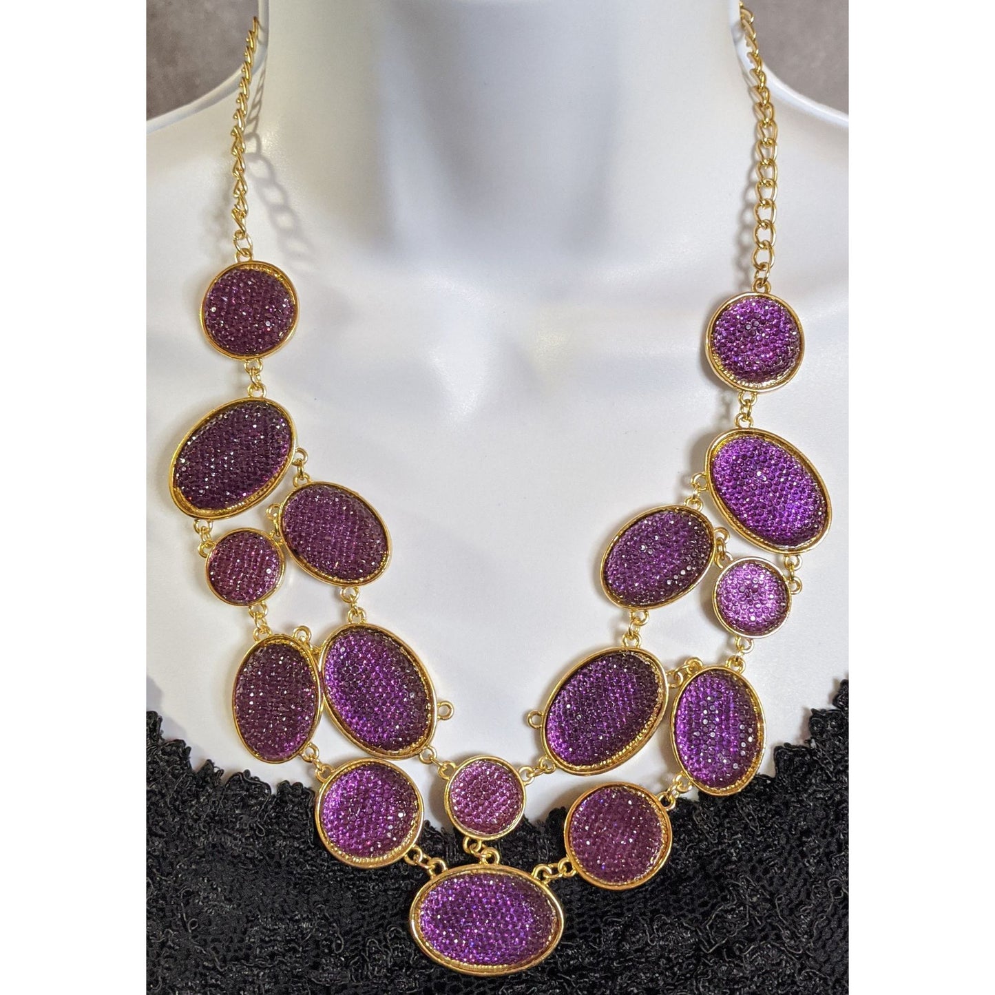 Purple Sparkle Jelly Gold-Tone Necklace