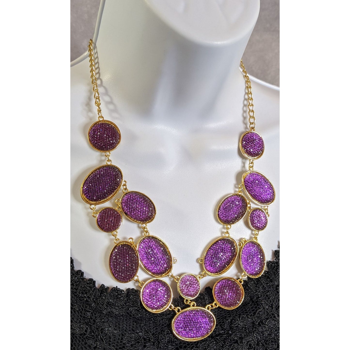 Purple Sparkle Jelly Gold-Tone Necklace