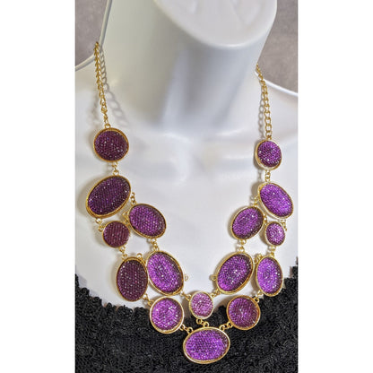 Purple Sparkle Jelly Gold-Tone Necklace
