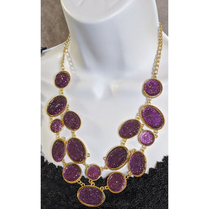Purple Sparkle Jelly Gold-Tone Necklace