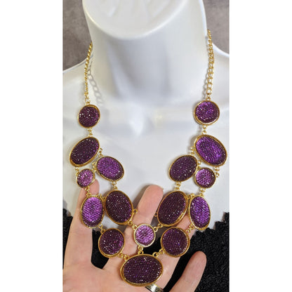 Purple Sparkle Jelly Gold-Tone Necklace