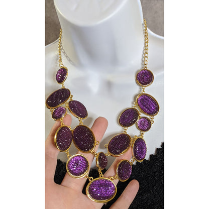 Purple Sparkle Jelly Gold-Tone Necklace